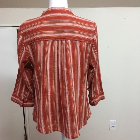 St. John’s Bay | Orange Striped Blouse - L - Picture 2 of 7